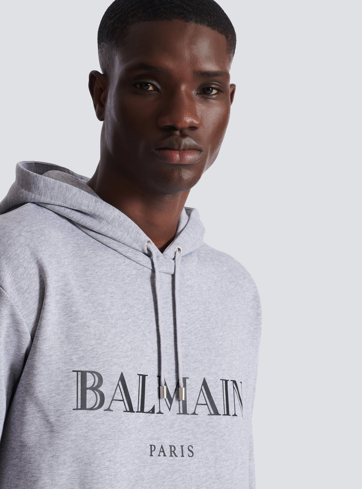 Hoodie imprimé balmain  - Gris Chiné & Noir