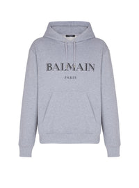Hoodie imprimé balmain  - Gris Chiné & Noir