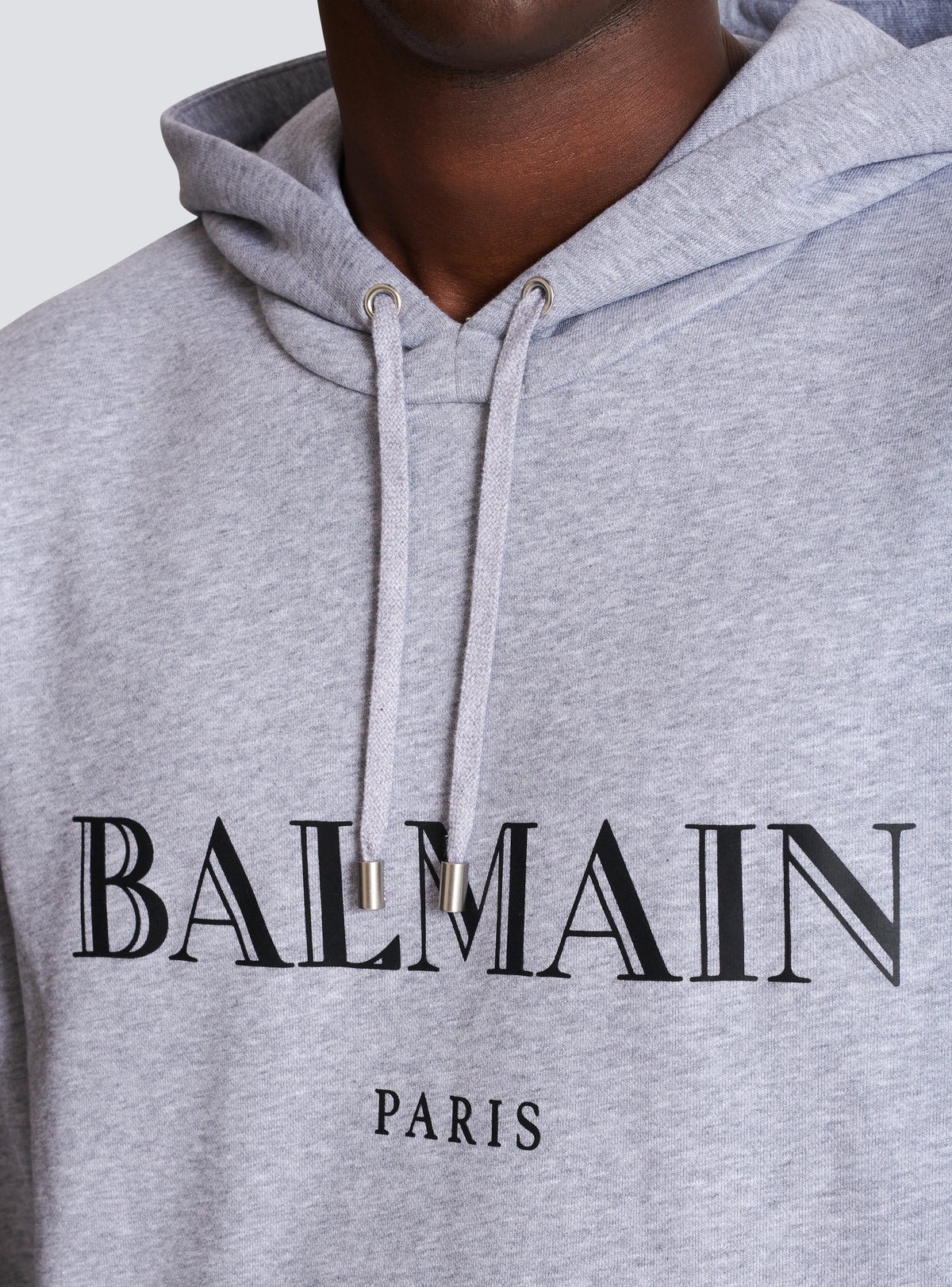 Hoodie imprimé balmain  - Gris Chiné & Noir