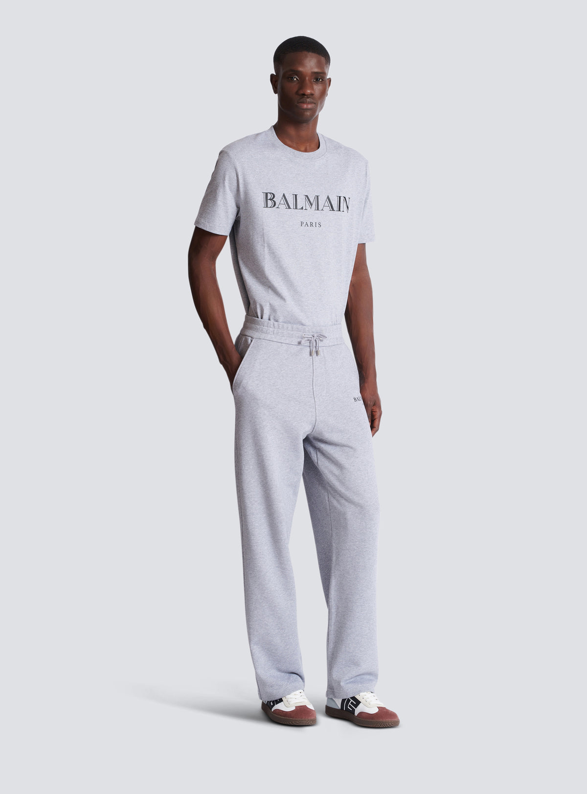 Pantalon de survêtement à imprimé Balmain - Gris Chiné & Noir