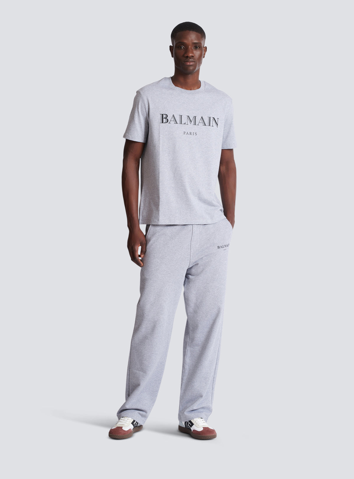 Pantalon de survêtement à imprimé Balmain - Gris Chiné & Noir