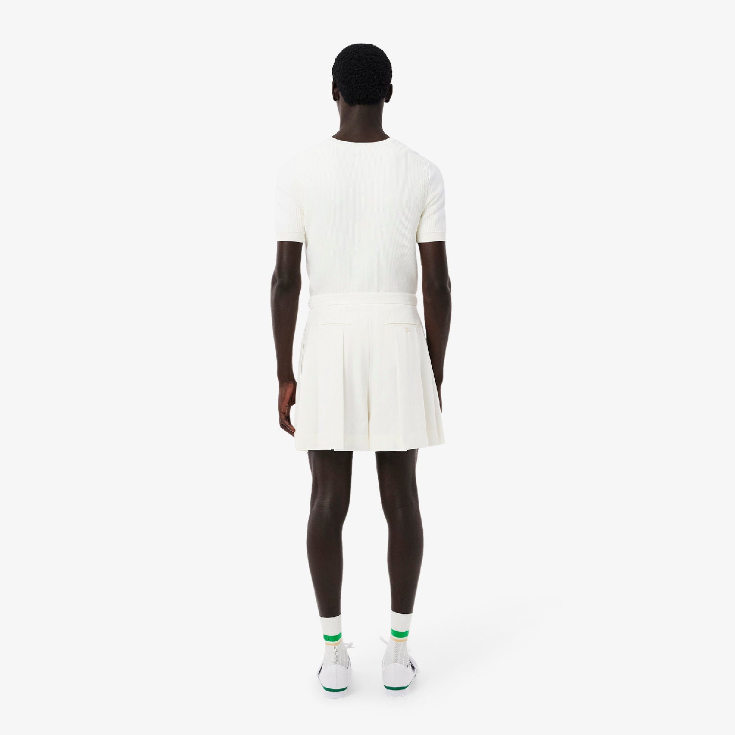Bermuda plissé en laine mélangée - Blanc