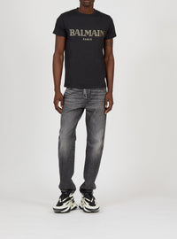 T-shirt à imprimé Balmain Paris - Noir & Or