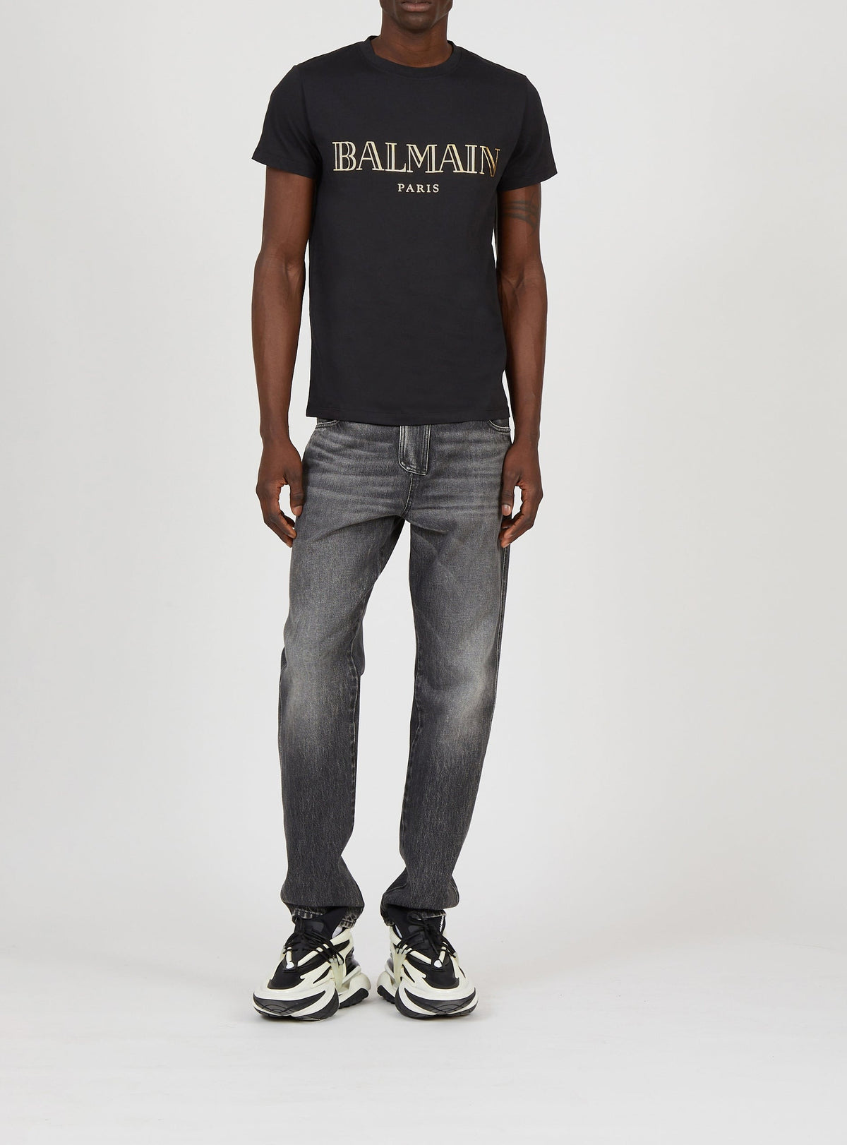 T-shirt à imprimé Balmain Paris - Noir & Or