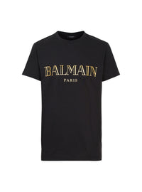 T-shirt à imprimé Balmain Paris - Noir & Or