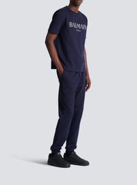 Balmain Paris Print T-Shirt - Dark Navy & White