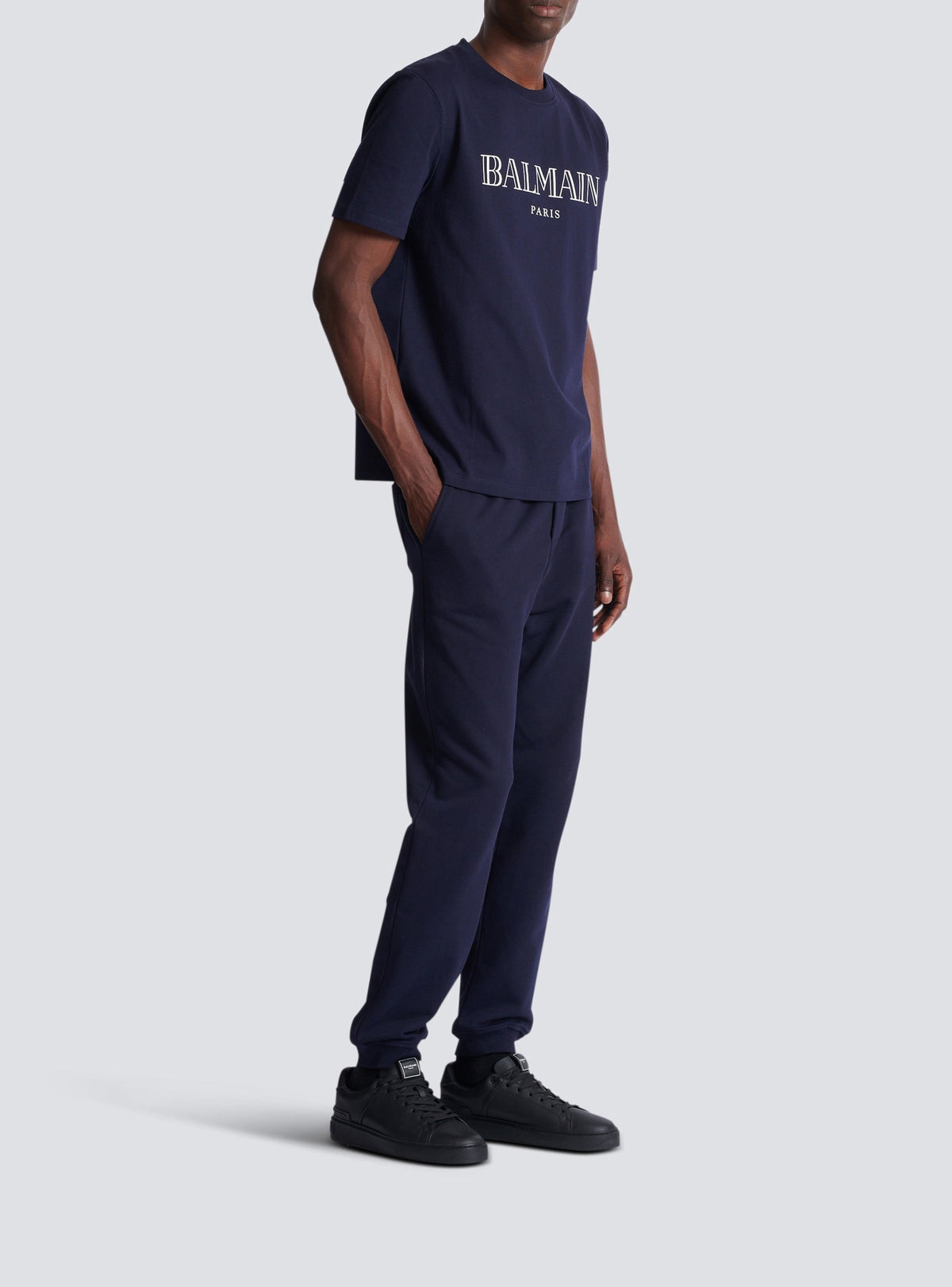 Balmain Paris Print T-Shirt - Dark Navy & White