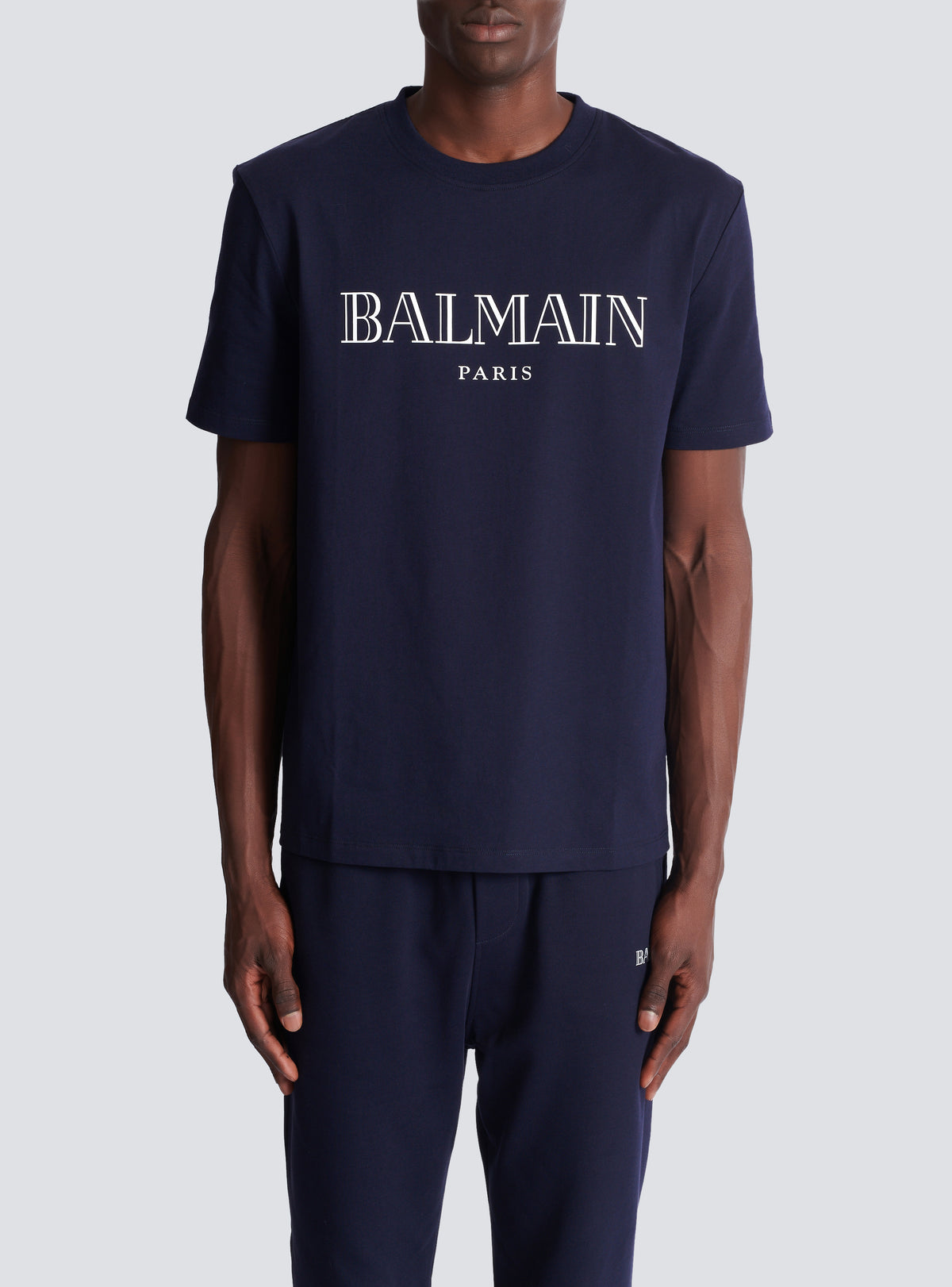 T-shirt à imprimé balmain paris - Marine Foncé & Blanc