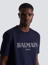 T-shirt à imprimé balmain paris - Marine Foncé & Blanc