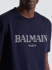Balmain Paris Print T-Shirt - Dark Navy & White