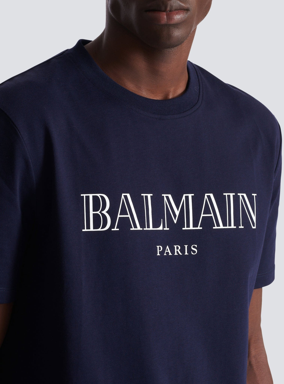 Balmain Paris Print T-Shirt - Dark Navy & White