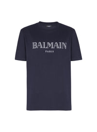 Balmain Paris Print T-Shirt - Dark Navy & White