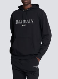 Sweat à capuche imprimé logo vintage - Noir & Blanc