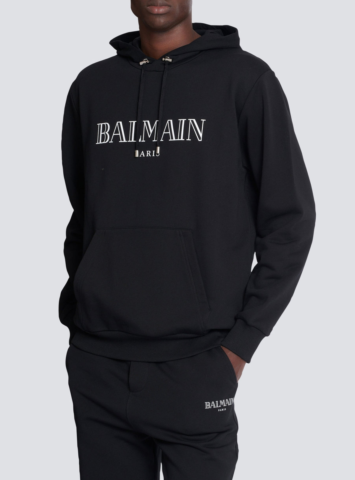 Sweat à capuche imprimé logo vintage - Noir & Blanc