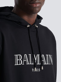 Sweat à capuche imprimé logo vintage - Noir & Blanc