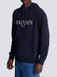Sweat à capuche imprimé logo vintage - Marine Foncé & Blanc