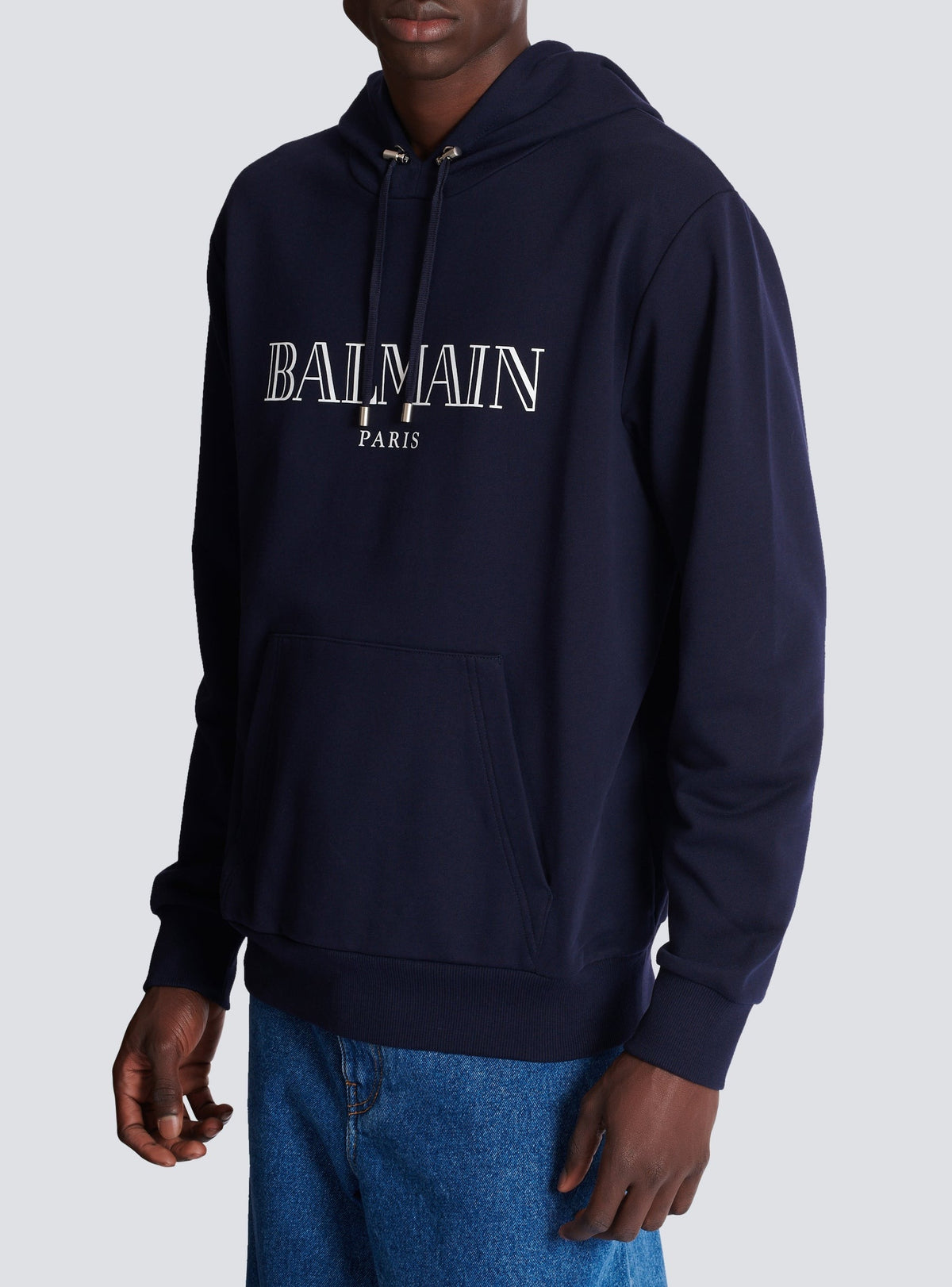 Sweat à capuche imprimé logo vintage - Marine Foncé & Blanc