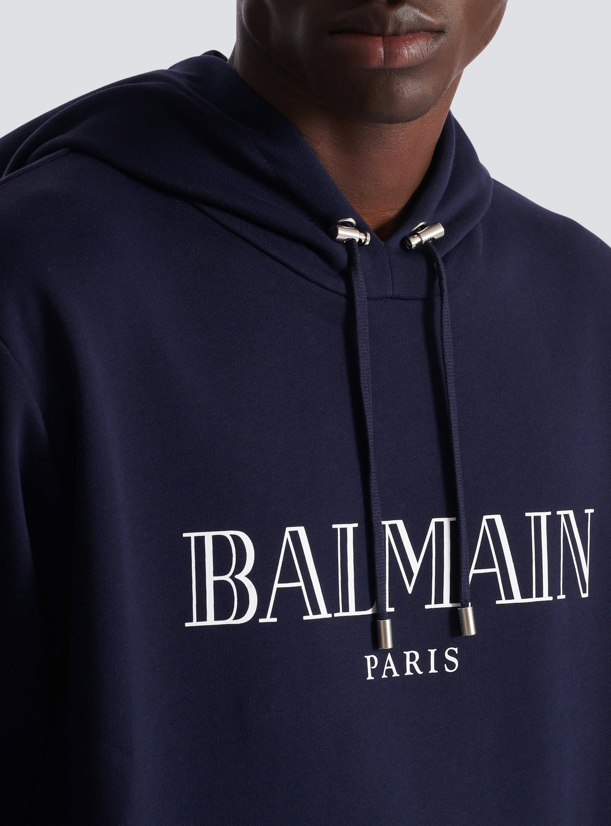 Sweat à capuche imprimé logo vintage - Marine Foncé & Blanc
