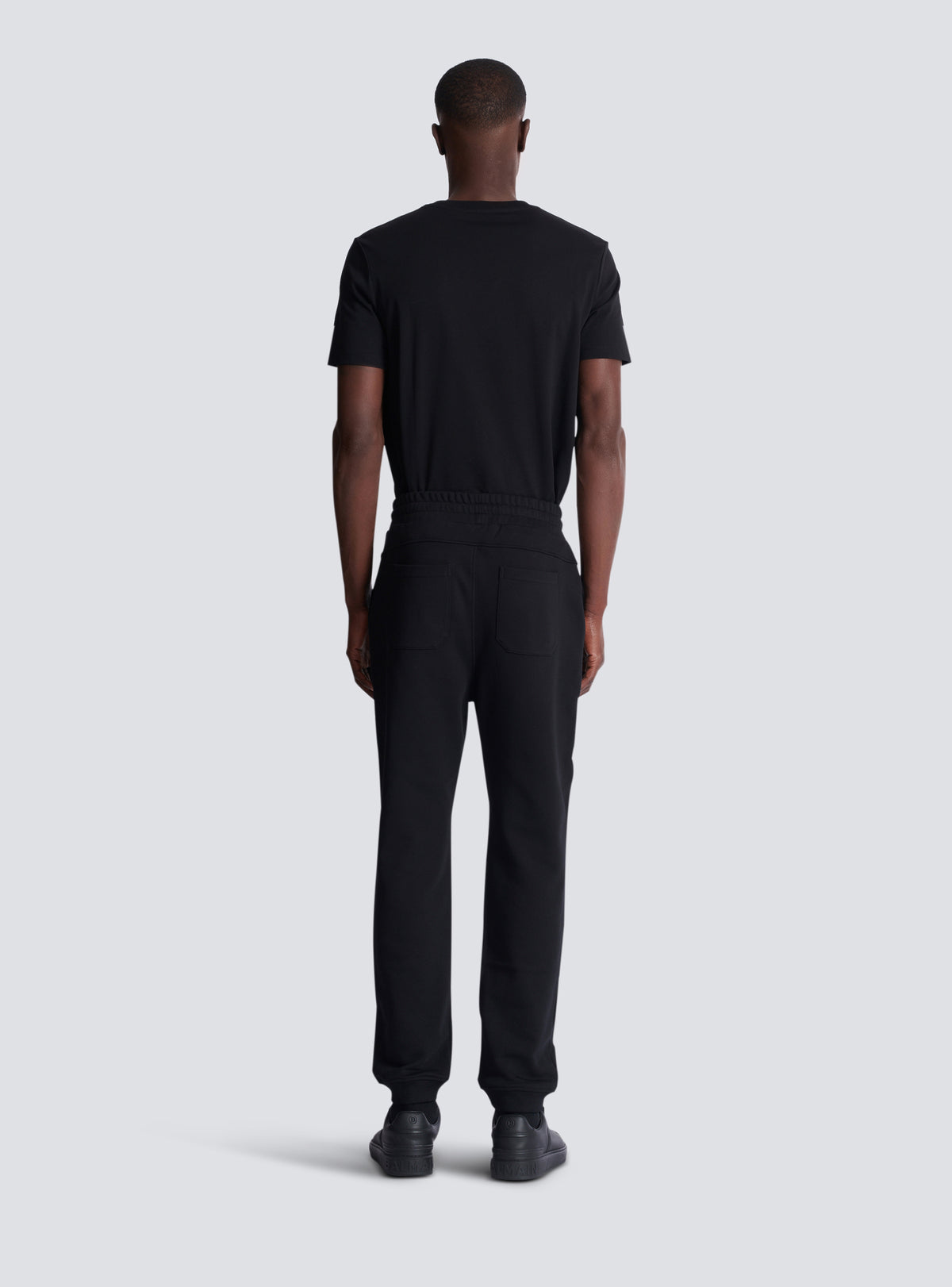 Pantalon de jogging en coton imprimé logo balmain - Noir & Blanc