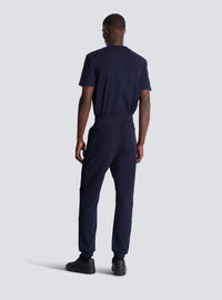 Pantalon de jogging en coton imprimé logo balmain - Marine Foncé & Blanc