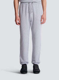 Pantalon de jogging en coton imprimé logo balmain - Gris Chiné & Noir