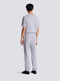 Pantalon de jogging en coton imprimé logo balmain - Gris Chiné & Noir
