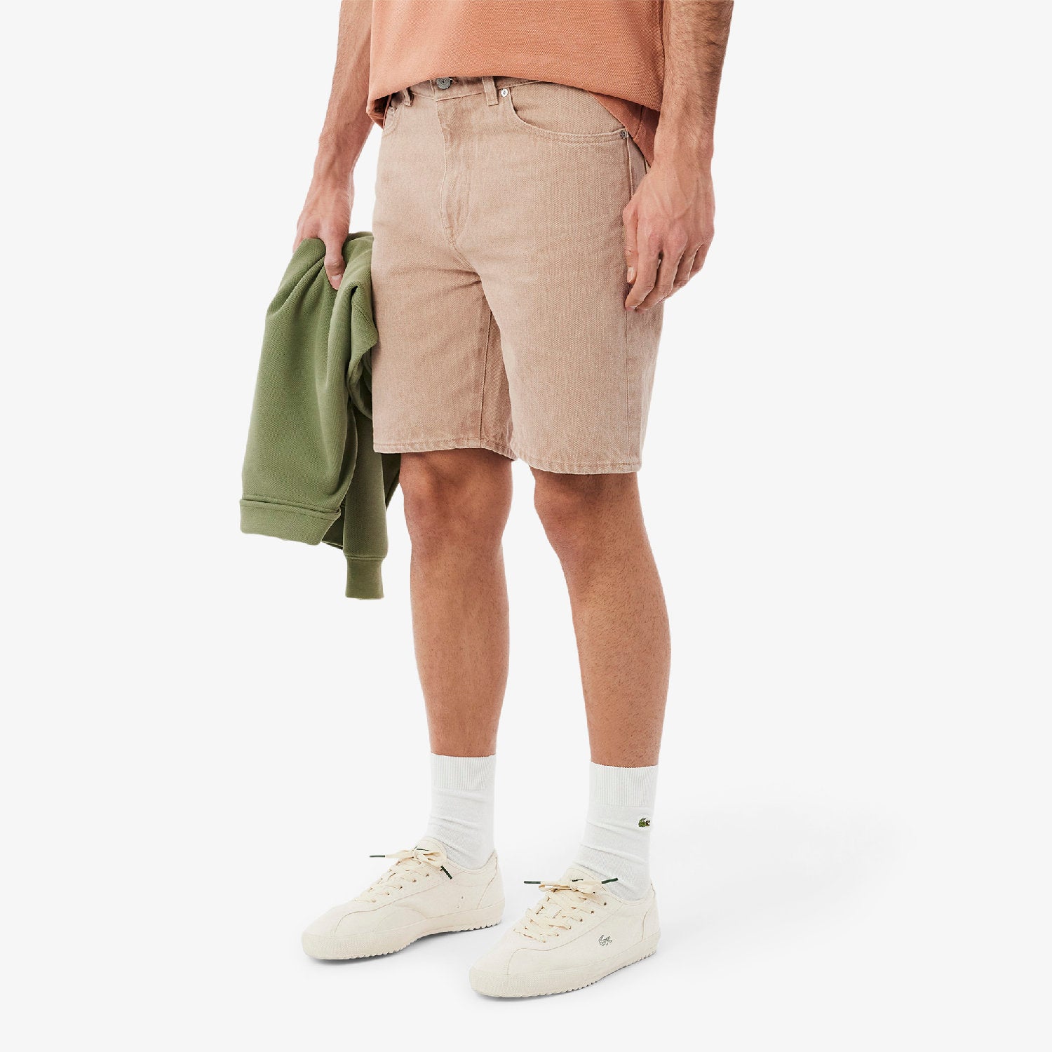 Washed denim Bermuda shorts - Washed Latte