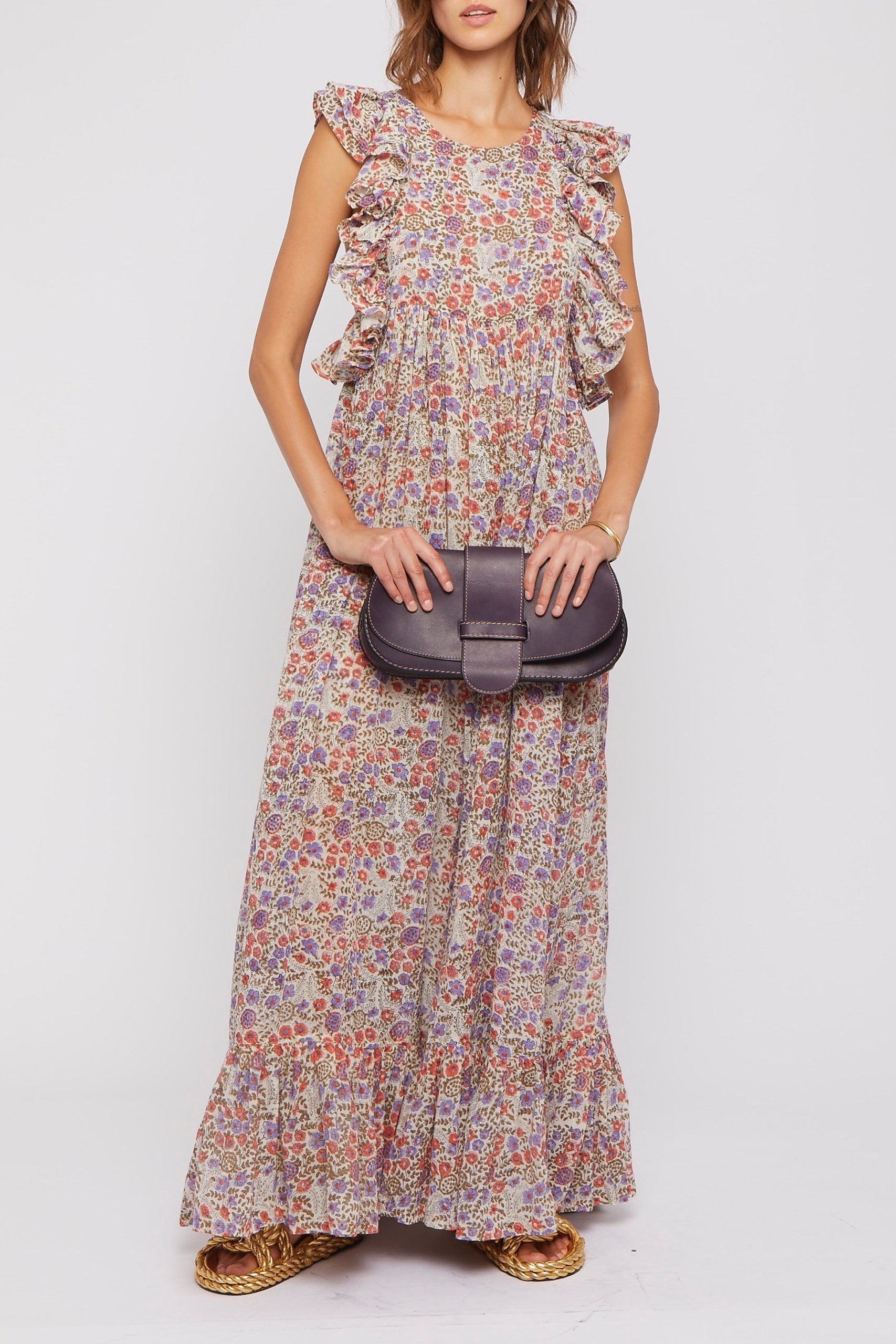 Robe Fillette dos nu à volants - Purple