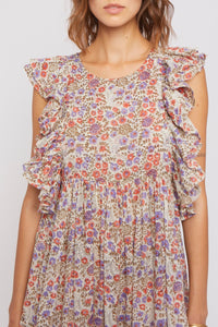 Robe Fillette dos nu à volants - Purple