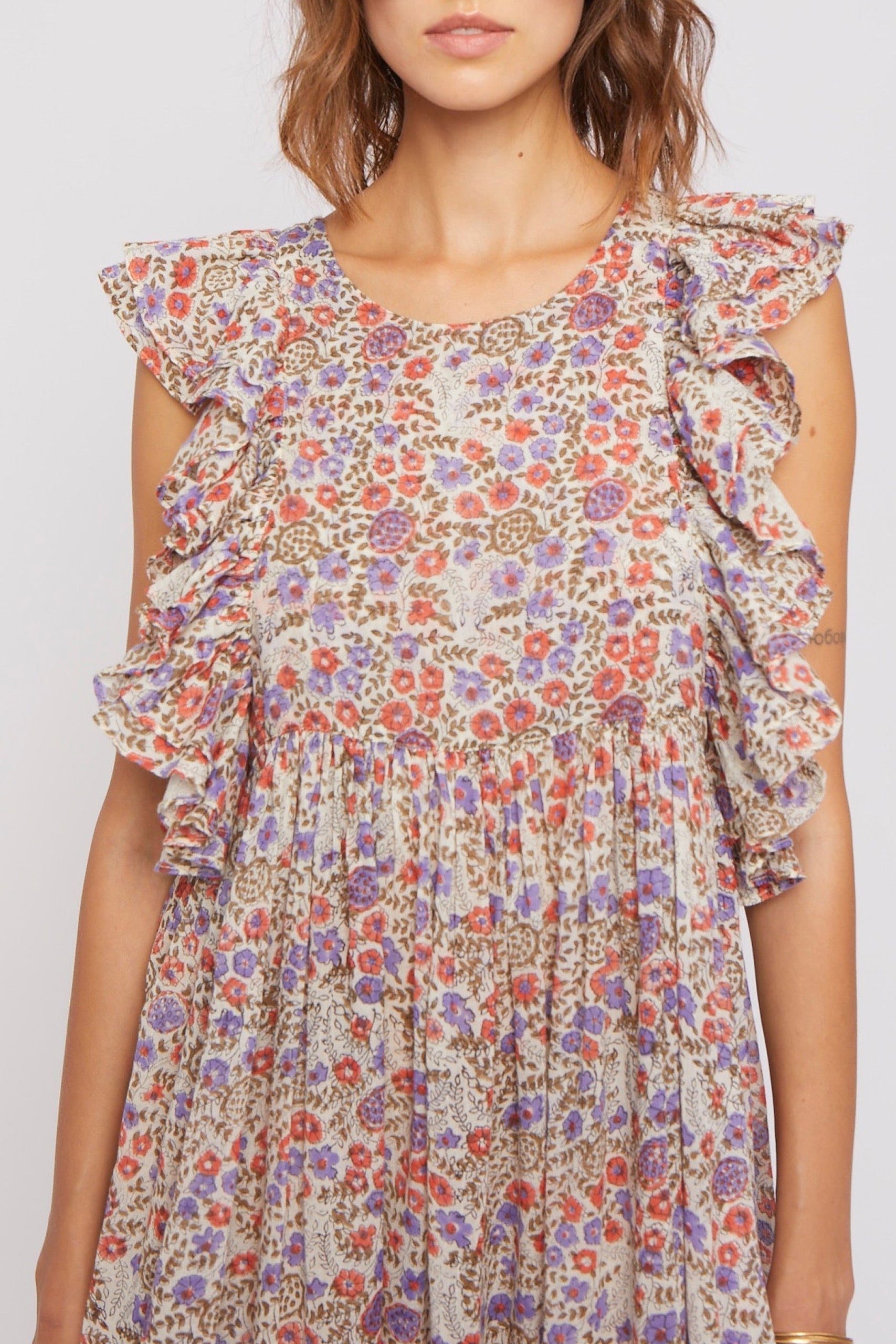 Robe Fillette dos nu à volants - Purple