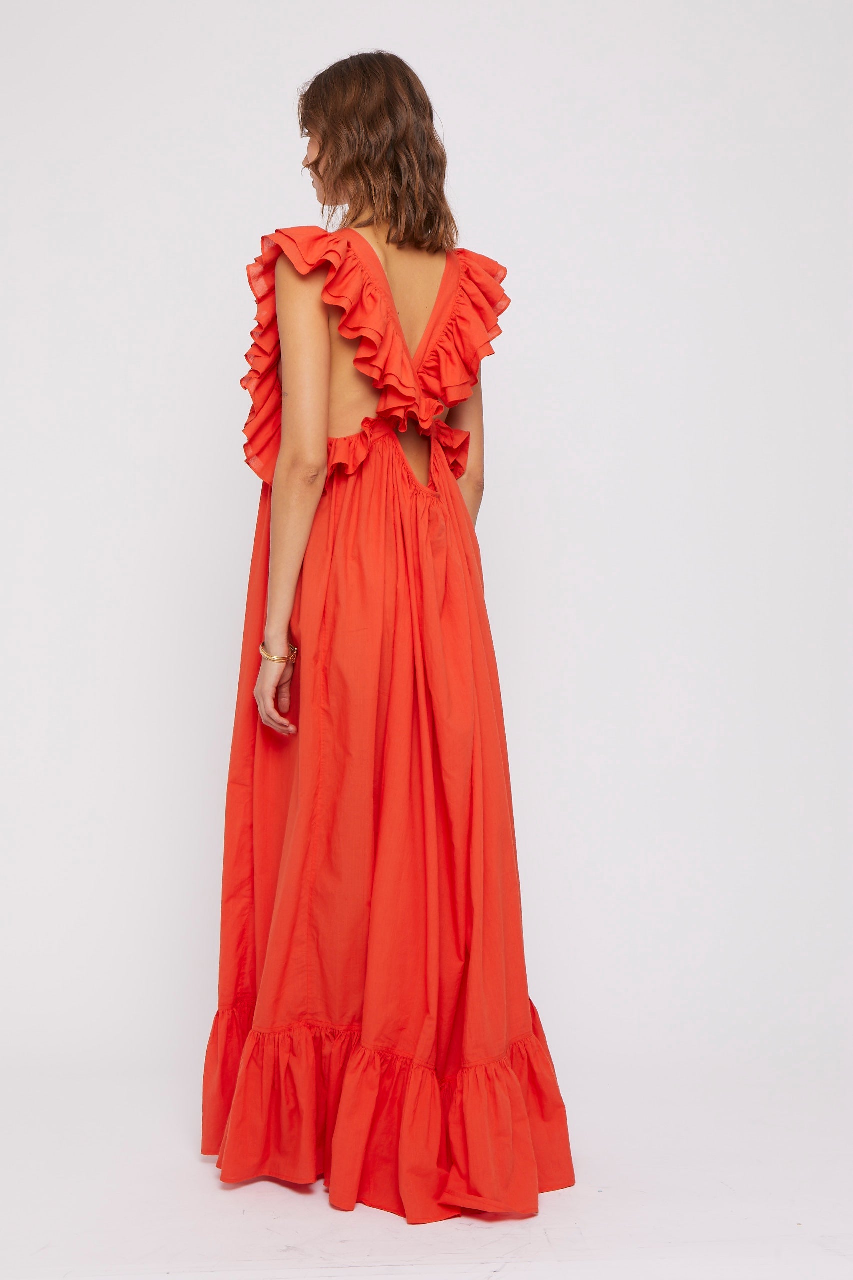 Robe Fillette dos nu à volants - Yellow