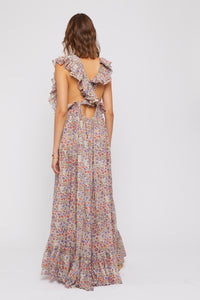 Robe Fillette dos nu à volants - Yellow