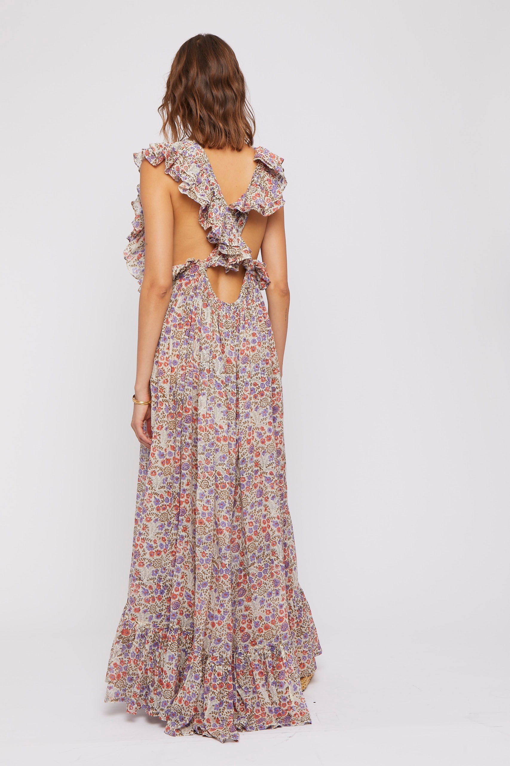 Robe Fillette dos nu à volants - Yellow