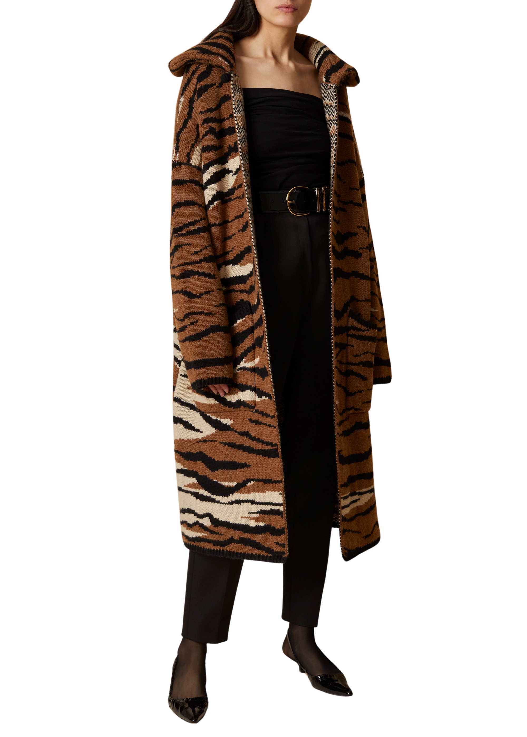 Fiona cardigan in cashmere - Large Tiger Jacquard