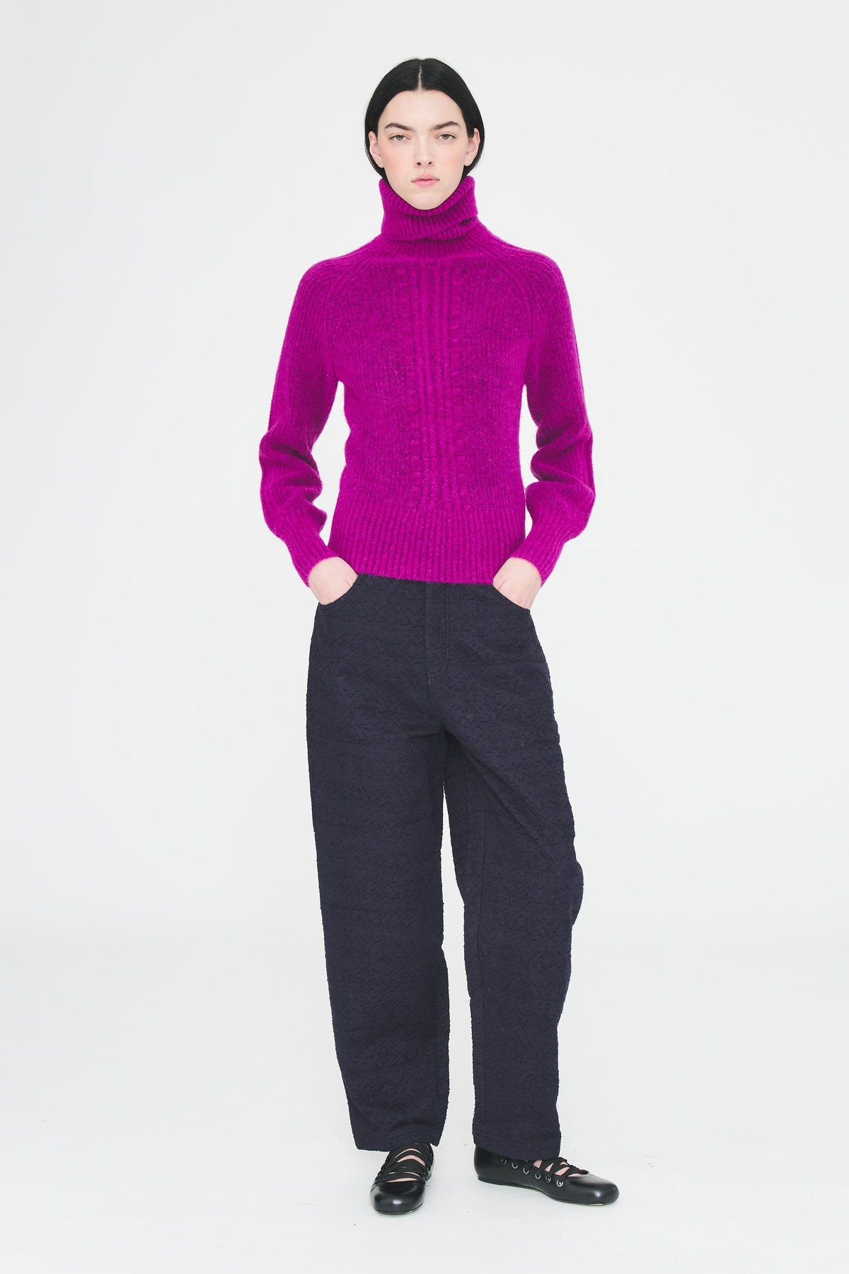 Pull col roulé Fisher - Fuschia