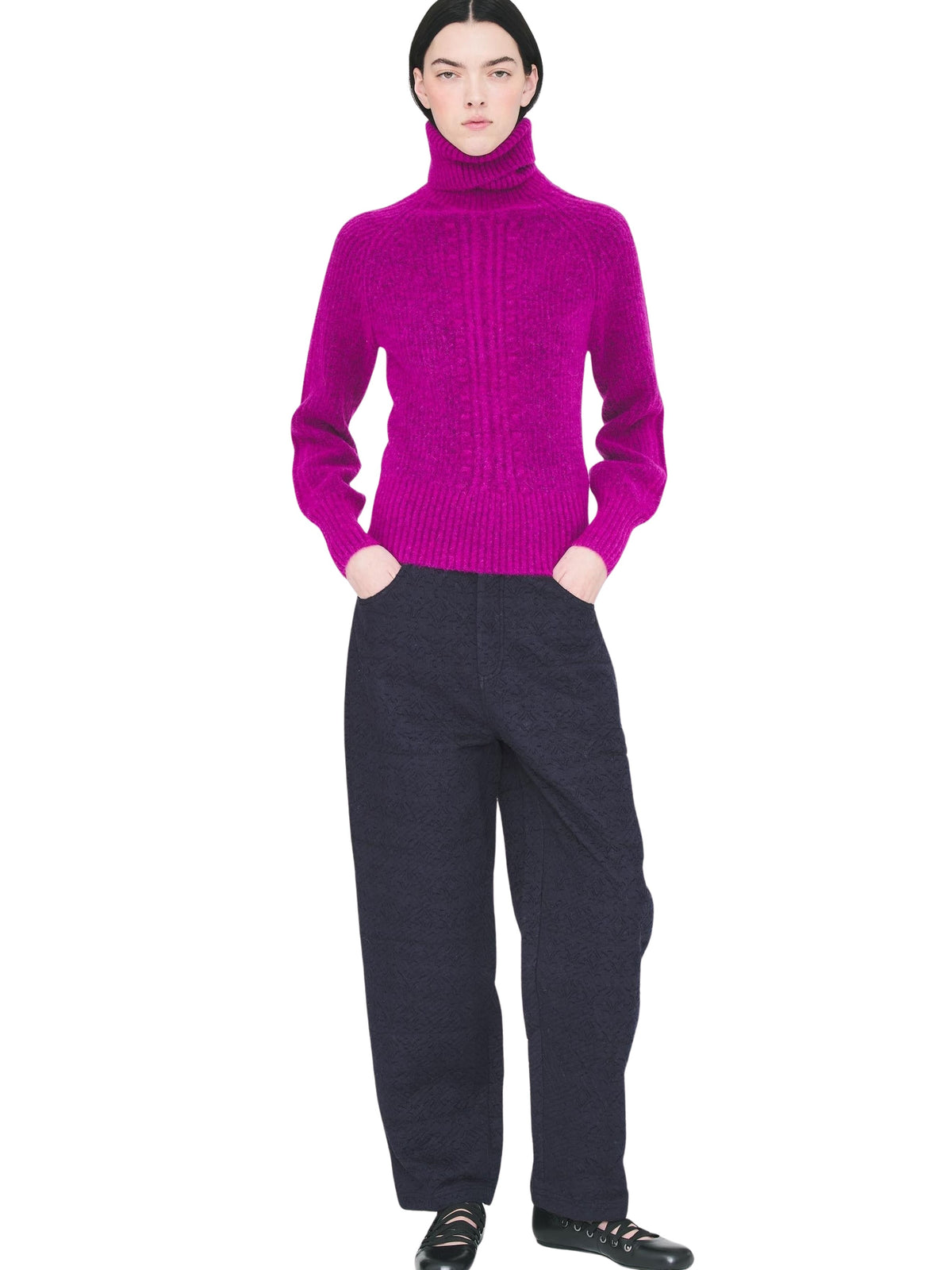 Pull col roulé Fisher - Fuschia