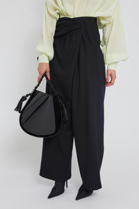 Pantalon Fitz coupe asymétrique en laine - Black