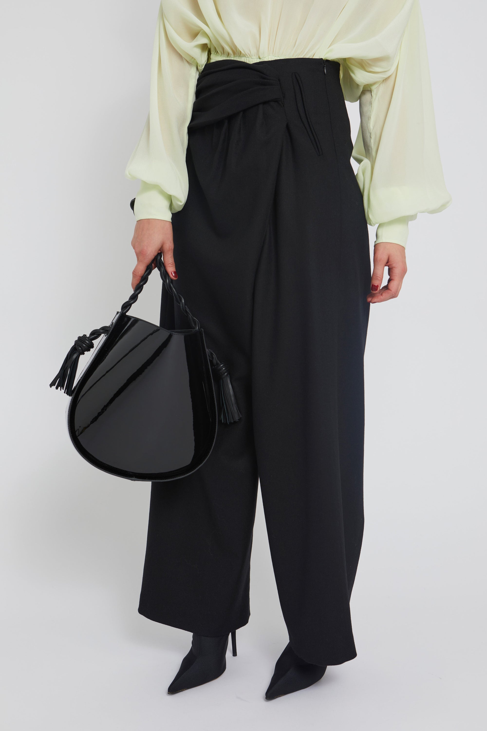 Pantalon Fitz coupe asymétrique en laine - Black