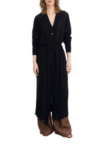 Fix long dress in linen - Black