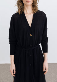 Fix long dress in linen - Black