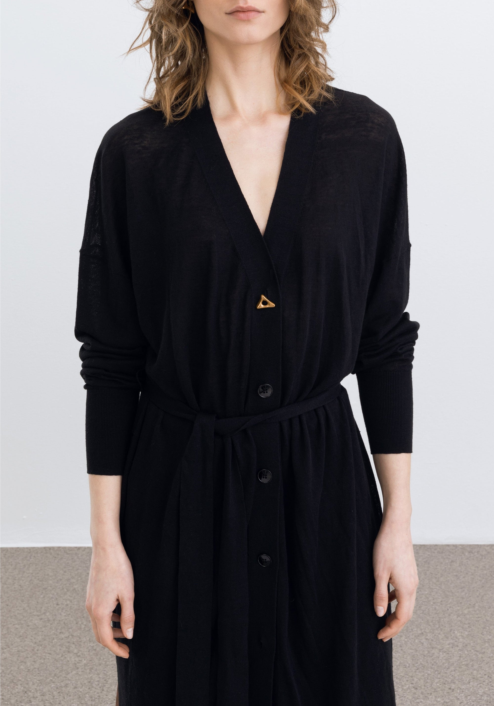 Fix long dress in linen - Black
