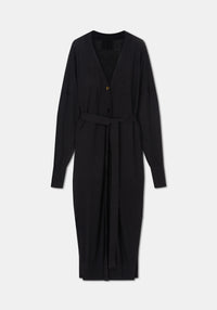 Fix long dress in linen - Black