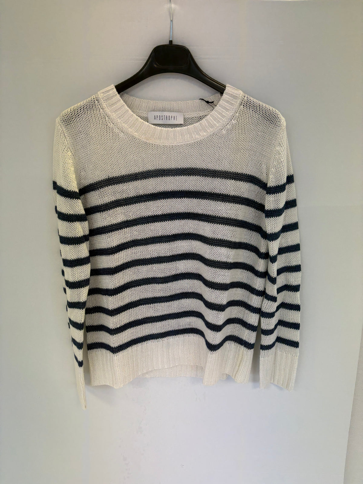 Pull rayures col rond - Blanc Optique