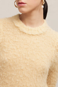 Pull en alpaga brossé en laine - Vanilla Cream