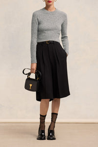 Pull col rond broderie Ami en laine - Light Heather Grey