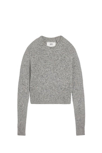 Pull col rond broderie Ami en laine - Light Heather Grey