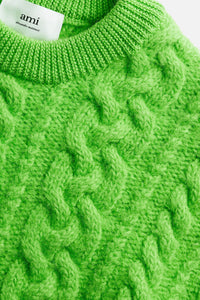 Pull court à côtes anglaises en laine - Green