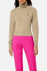 Pull col roulé Ami de Cœur en cachemire et laine - Beige