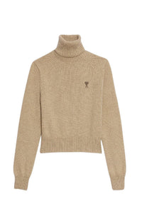 Pull col roulé Ami de Cœur en cachemire et laine - Beige