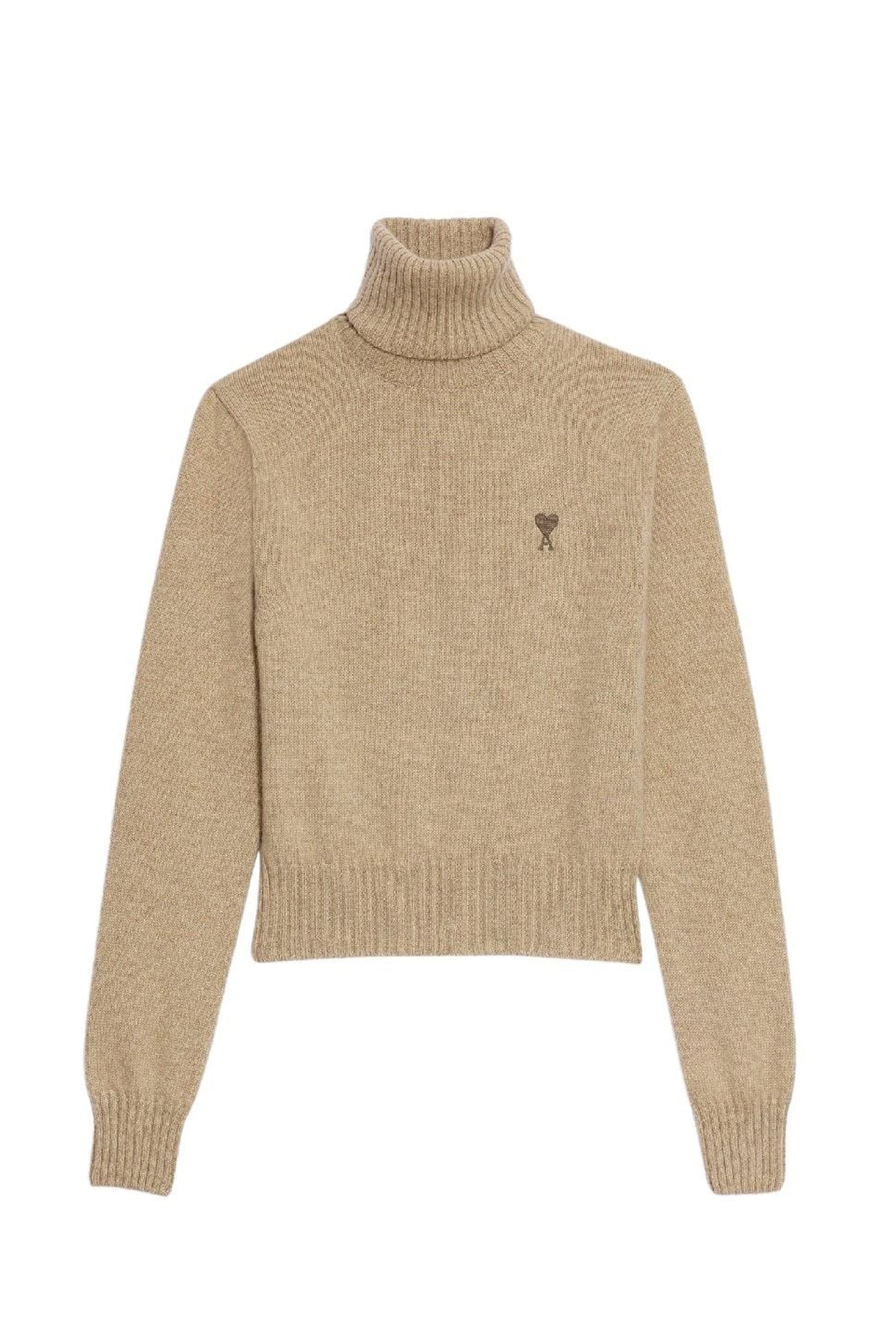 Pull col roulé Ami de Cœur en cachemire et laine - Beige